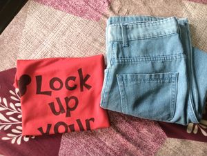 Light Wash Jeans &amp; Graphic Tee Set
