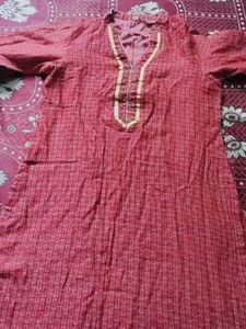 Red Printed Kurta with lining