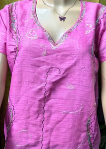 Vibrant Pink Embroidered Kurta