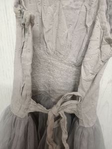Dresses for 7-8 years - Girls &amp; Kids - plain Gray wid soft net sleeveless net dress -