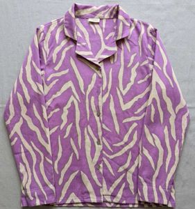 Purple Zebra Print Button-Up Shirt