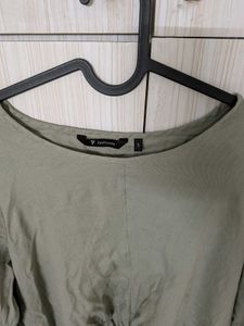 Olive Green Twist Front Top