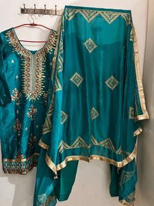 Salwar Suit With Dupatta Peacock Color