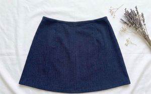 Navy Blue Slit Mini Skirt