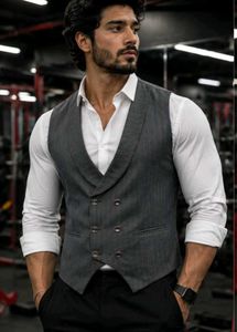 Men's Grey Pinstripe Vest