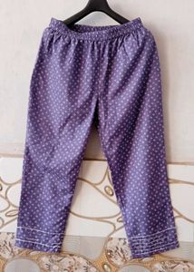 Purple Printed Kurta with Silver Embellishments