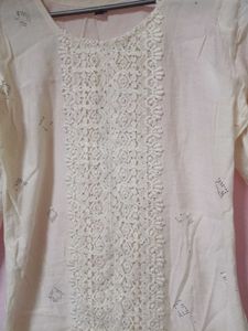 Elegant Cream Lace Kurta