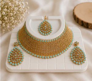 Stunning Gold Choker Necklace Set