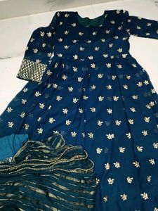 Teal Dress With Pant N Dupatta