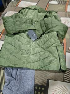 Green Padded Jacket with winter top free