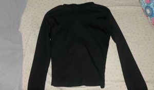 Black Ribbed Top with Collar Zip