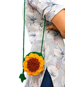 Crocheted Sunflower Crossbody Bag