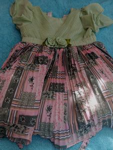 Chic Green & Pink Floral Dress
