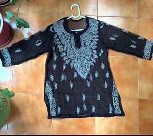 Elegant Black Chikankari Kurta