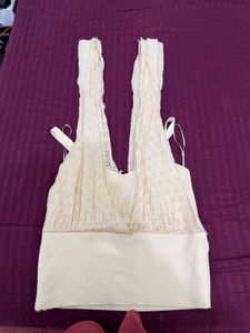 Zara Cream Eyelet Tie-Strap Crop Top