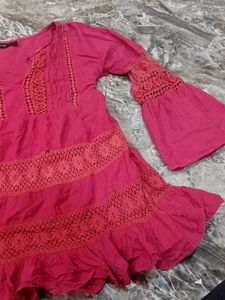 Boho Cotton Kurta with Lace Details
