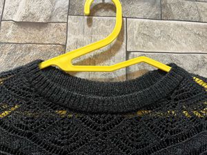 Black Crochet Knit Sweater