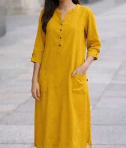 Mustard Cotton Kurta