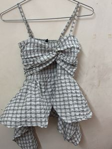 Chic Gingham Twist Front Top