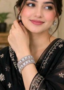 Elegant CZ Bangles - Pair of 2