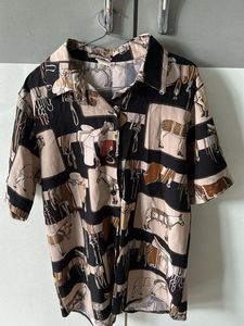 Unique Horse Print Button-Down Shirt