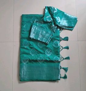 Teal Saree with Blouse