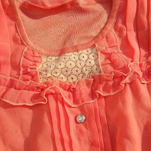 Peach Ruffle Blouse