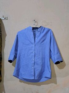 Blue Collared 3/4th Sleeve Top