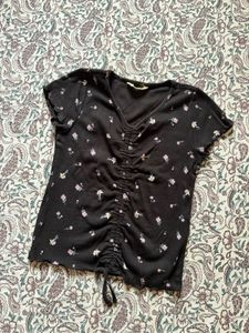 H&M Black Floral Top