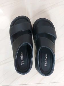 Black Platform Slide Sandals