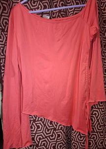Peach Tie Side Long Sleeve Top