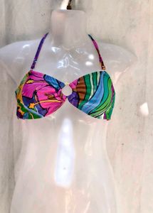 Vibrant Tropical Print Bikini Top