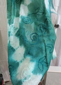 Green Tie-Dye Dupatta with Embroidery