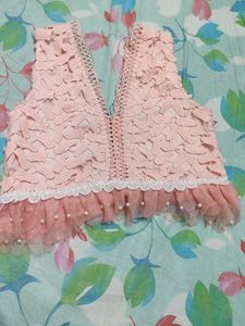 Elegant Lace Blouse with Tulle Trim