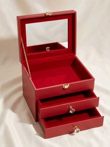 Charlotte tilbury Elegant Red Jewelry Box with Mir