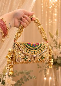 Exquisite Gold Embroidered Clutch Bag