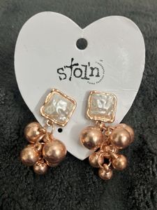 Chic Rose Gold Ball Drop Earrings