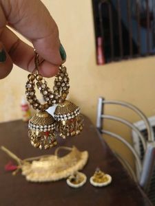 Exquisite Jhumka Earrings with Crystals