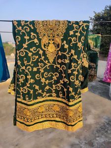 get free paranda Bottle Green &amp; Gold Salwar Kameez