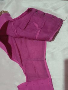 Elegant Pink Sequined Saree with blouse