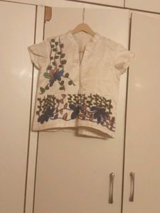 Hand-Painted Floral Kurta Top