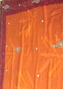Rajasthani Saree with Embellished Border 🧡✨