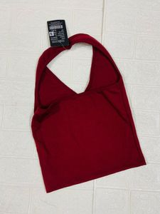 Red Halter Neck Crop Top
