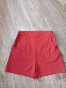 Red High-Waisted Shorts