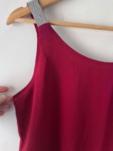 New Burgundy Tank Top with Embellished Straps
