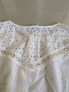 Cream Eyelet Button-Up Blouse