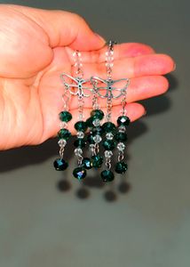 Handmade Butterfly &amp; Green Crystal Earrings✨💚