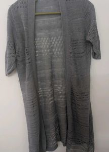 Gray Knit Open Front Shrug