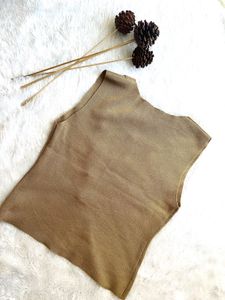 Stylish Sleeveless Taupe Top