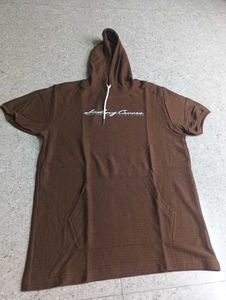 Brown Short Sleeve Hoodie